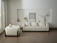 Artistic Sherpa Couch Sofa with Solid Wood Legs