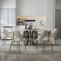 Mirrored Base Round Dining Table – 2 Color/Size Marble Tabletop Options, Optional Lazy Susan