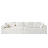 Modern Horizontal-Rib Fabric 4-Seater Sofa – 4-Color Options, Modular Upholstered Sofa for Living Room