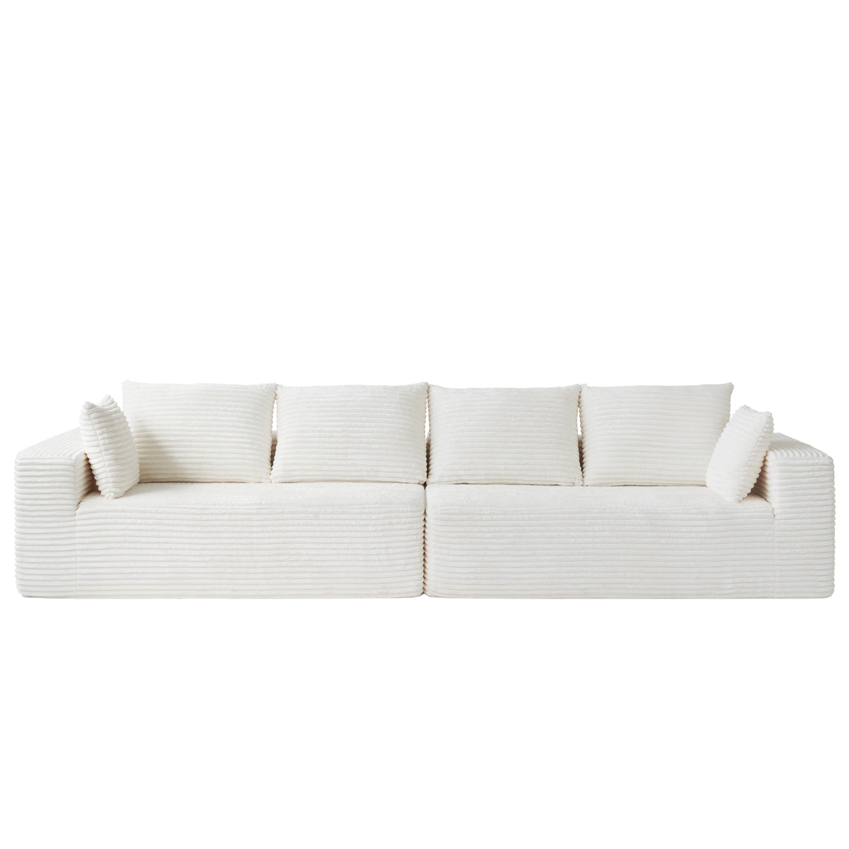 Modern Horizontal-Rib Fabric 4-Seater Sofa – 4-Color Options, Modular Upholstered Sofa for Living Room