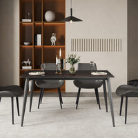3 Sizes & 3 Colors Rectangular Dining Table – 2-Tone Tapered Metal Legs