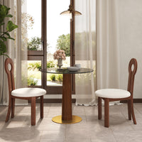Light Luxury Conversation Table – Multi-Shape & Material Options + Column-Pattern Solid Wood Leg, Light Retro Leisure Table