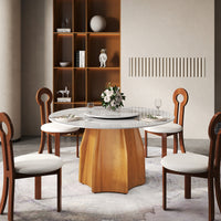 2 Sizes, 3 Tabletop Colors & 2 Leg Colors Round Dining Table – Optional Rotating Lazy Susan
