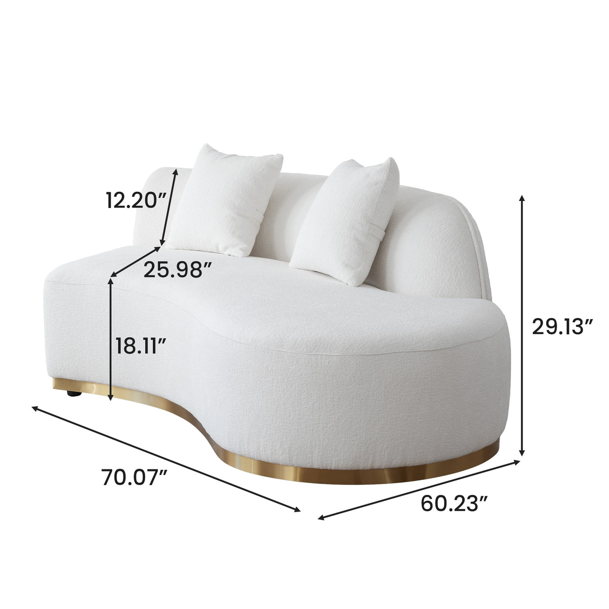 Contemporary Curved Couch in Sherpa Cover
