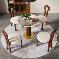 Light Luxury Conversation Table – Multi-Shape & Material Options + Multi-Column Solid Wood Leg, Retro Luxury Leisure Table