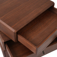 Rotating 3-Drawer Walnut Nightstand – Modern Rotatable Bedside Table with Metal Handles