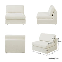 Modular L-Shaped Boucle Sectional Sofa, 2 Color Options, Freely Reconfigurable Fabric Couch with Chaise Lounge
