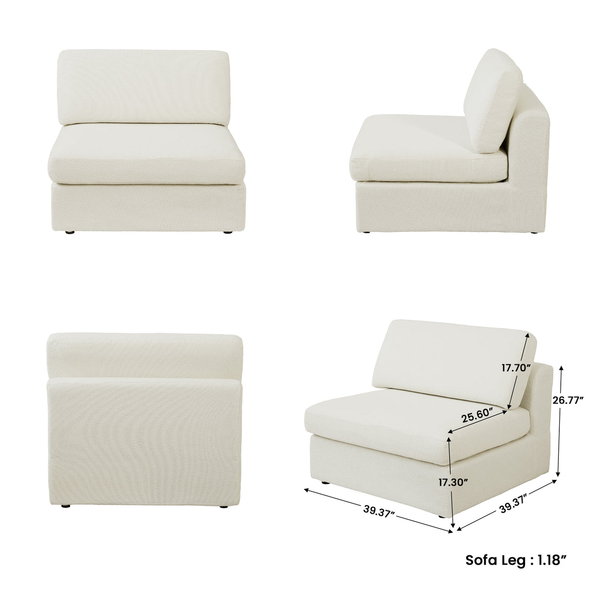 Modular L-Shaped Boucle Sectional Sofa, 2 Color Options, Freely Reconfigurable Fabric Couch with Chaise Lounge
