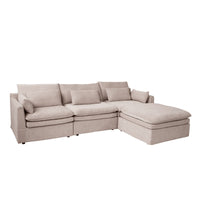 Fully Modular Linen-Look L-Shaped Sectional Sofa with Extra Thick Cushions, Removable Washable Slipcovers Reversible Chaise Couch