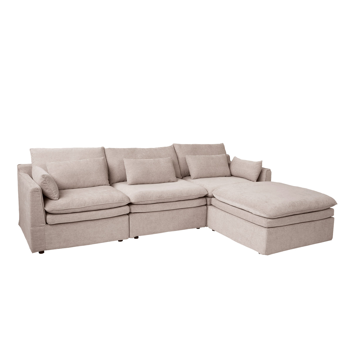 Fully Modular Linen-Look L-Shaped Sectional Sofa with Extra Thick Cushions, Removable Washable Slipcovers Reversible Chaise Couch