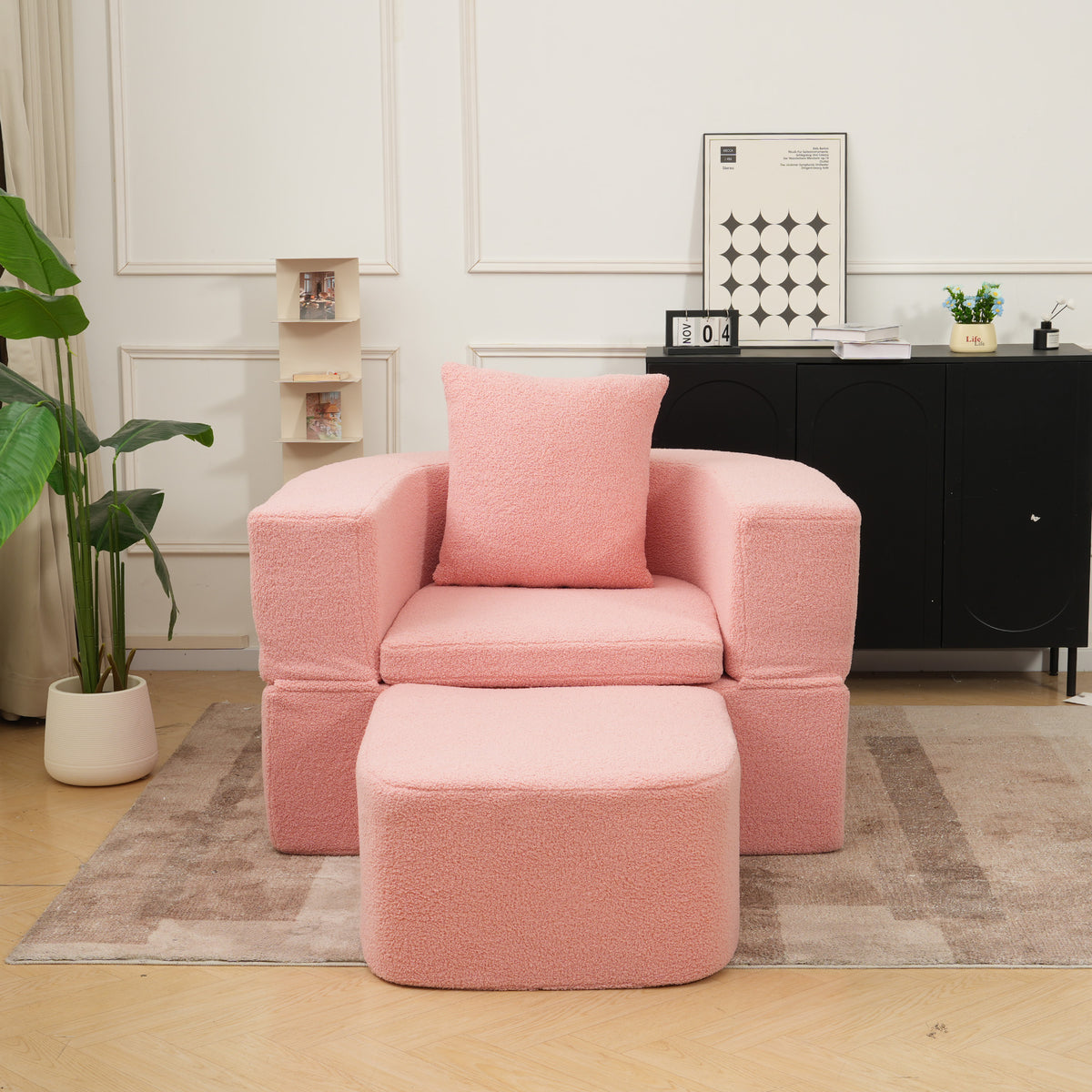 Foldable Sofa Bed, Compressed Pure Sponge Teddy Velvet Floor Couch, 4 Color Options Multi-Functional Sleeper Chair for Living Room Bedroom