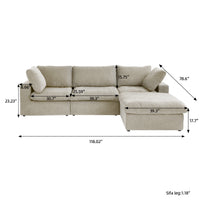 Enlarge the Product Image Button Sky Cloud Sectional Sofa | Washable Cover 120-Inch Linen L-Shaped Sectionals 4-Seaters