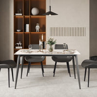 3 Sizes & 3 Colors Rectangular Dining Table – 2-Tone Tapered Metal Legs