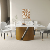 2 Sizes & 3 Colors Rectangular Dining Table – Artistic Gold Pedestal Base