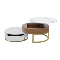 Lift-Top Nesting Coffee Table with Storage – 2 Tabletop Options (Black/White Sintered Stone)