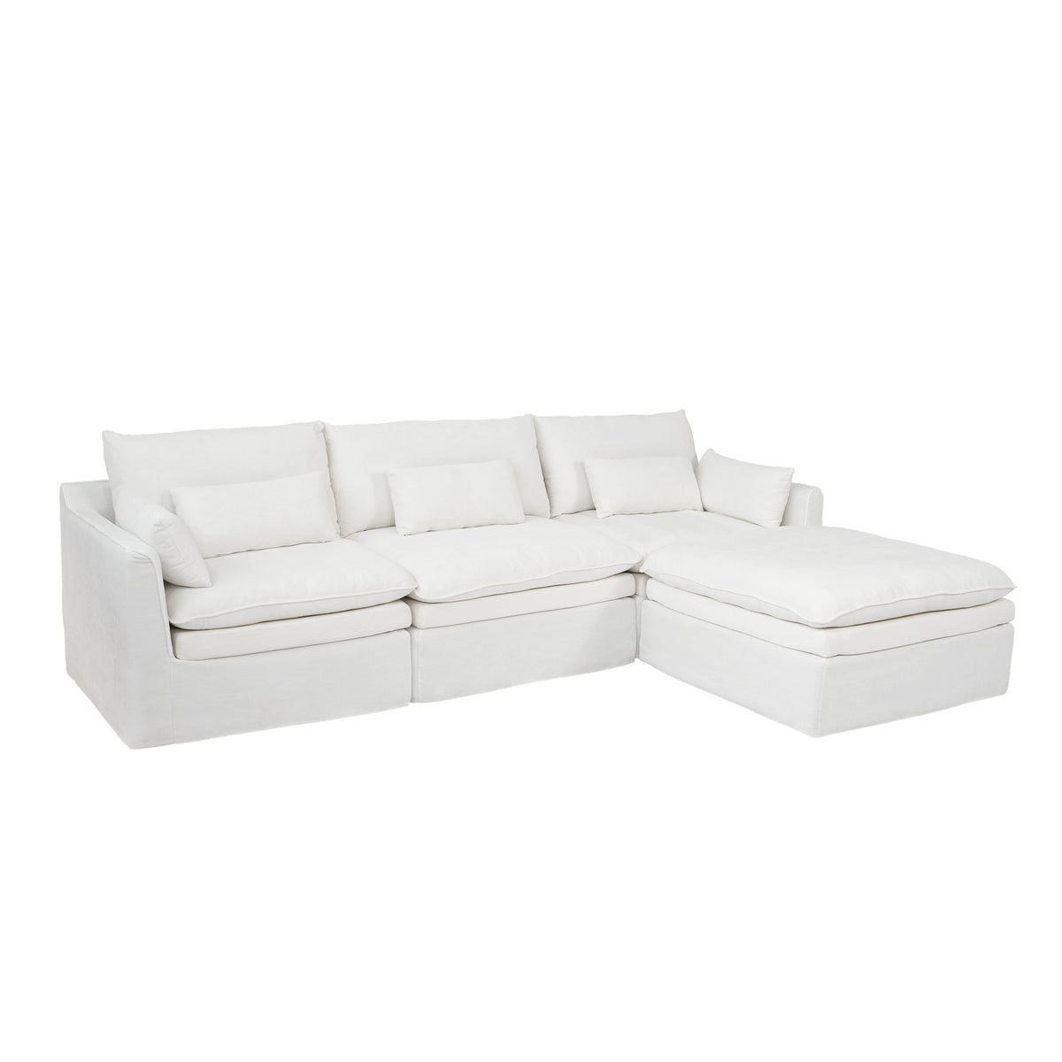 Fully Modular Linen-Look L-Shaped Sectional Sofa with Extra Thick Cushions, Removable Washable Slipcovers Reversible Chaise Couch
