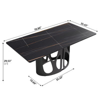 2 Sizes & 3 Colors Rectangular Dining Table – Artistic Cutout Metal Pedestal Base