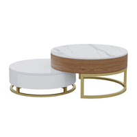 Lift-Top Nesting Coffee Table with Storage – 2 Tabletop Options (Black/White Sintered Stone)