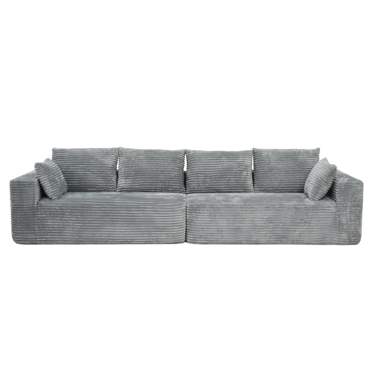 Modern Horizontal-Rib Fabric 4-Seater Sofa – 4-Color Options, Modular Upholstered Sofa for Living Room