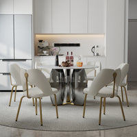 Mirrored Base Round Dining Table – 2 Color/Size Marble Tabletop Options, Optional Lazy Susan