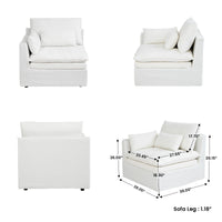 Fully Modular Linen-Look L-Shaped Sectional Sofa with Extra Thick Cushions, Removable Washable Slipcovers Reversible Chaise Couch