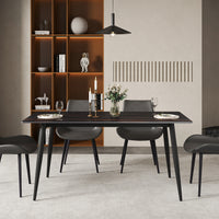 3 Sizes & 3 Colors Rectangular Dining Table – 2-Tone Tapered Metal Legs