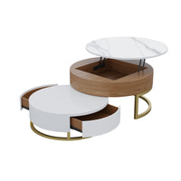 Lift-Top Nesting Coffee Table with Storage – 2 Tabletop Options (Black/White Sintered Stone)