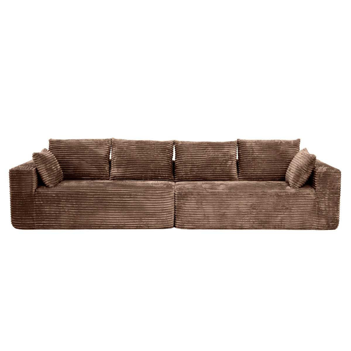 Modern Horizontal-Rib Fabric 4-Seater Sofa – 4-Color Options, Modular Upholstered Sofa for Living Room