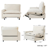 Solid Wood Frame L-Shaped Linen Sectional Sofa with Functional Recliner, Wireless Charging, Zero Gravity Recline & Seat Heating, 3 Color Options