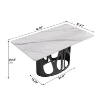 2 Sizes & 3 Colors Rectangular Dining Table – Artistic Cutout Metal Pedestal Base