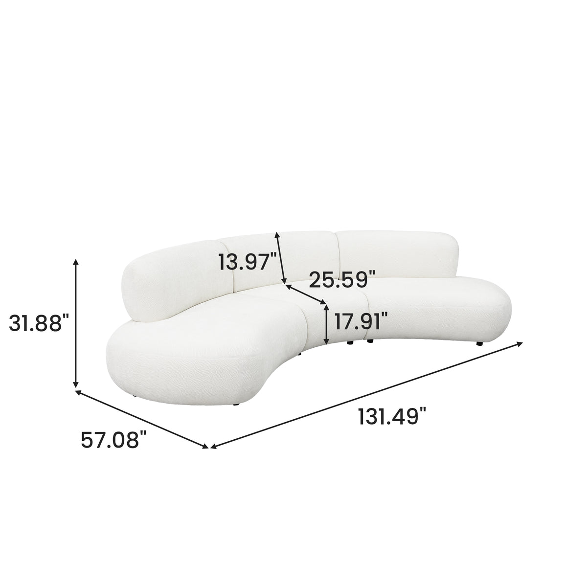 Curved Modular Sofa with Textured Fabric – Modern Minimalist Sectional