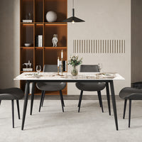 3 Sizes & 3 Colors Rectangular Dining Table – 2-Tone Tapered Metal Legs