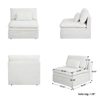 Fully Modular Linen-Look L-Shaped Sectional Sofa with Extra Thick Cushions, Removable Washable Slipcovers Reversible Chaise Couch