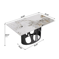2 Sizes & 3 Colors Rectangular Dining Table – Artistic Cutout Metal Pedestal Base