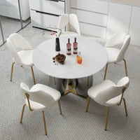 Mirrored Base Round Dining Table – 2 Color/Size Marble Tabletop Options, Optional Lazy Susan