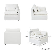 Fully Modular Linen-Look L-Shaped Sectional Sofa with Extra Thick Cushions, Removable Washable Slipcovers Reversible Chaise Couch