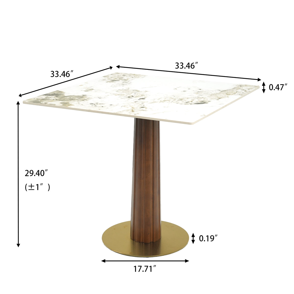 Light Luxury Conversation Table – Multi-Shape & Material Options + Column-Pattern Solid Wood Leg, Light Retro Leisure Table