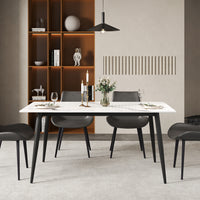 3 Sizes & 3 Colors Rectangular Dining Table – 2-Tone Tapered Metal Legs