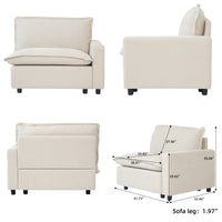 Solid Wood Frame L-Shaped Linen Sectional Sofa with Functional Recliner, Wireless Charging, Zero Gravity Recline & Seat Heating, 3 Color Options