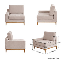 L-Shaped Linen-Look Sectional Sofa with Solid Wood Legs, Modular Chaise Couch for Living Room