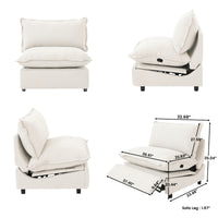 Solid Wood Frame L-Shaped Linen Sectional Sofa with Functional Recliner, Wireless Charging, Zero Gravity Recline & Seat Heating, 3 Color Options