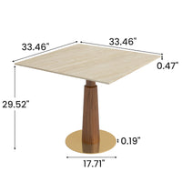 Solid Wood Conversation Table – Multi-Shape & Material Options + Column Base, Light Retro Leisure Table