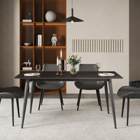 3 Sizes & 3 Colors Rectangular Dining Table – 2-Tone Tapered Metal Legs