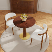 Solid Wood Conversation Table – Multi-Shape & Material Options + Column Base, Light Retro Leisure Table