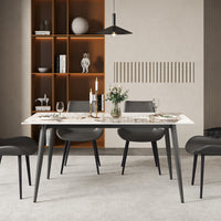 3 Sizes & 3 Colors Rectangular Dining Table – 2-Tone Tapered Metal Legs