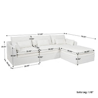 Fully Modular Linen-Look L-Shaped Sectional Sofa with Extra Thick Cushions, Removable Washable Slipcovers Reversible Chaise Couch