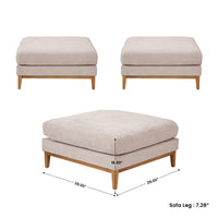 L-Shaped Linen-Look Sectional Sofa with Solid Wood Legs, Modular Chaise Couch for Living Room