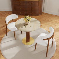Solid Wood Conversation Table – Multi-Shape & Material Options + Column Base, Light Retro Leisure Table