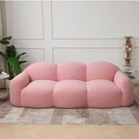Double Armrest Cloud Sofa, Compressed Pure Sponge Teddy Velvet Couch, 4 Color Options Plush Upholstered Sofa for Living Room