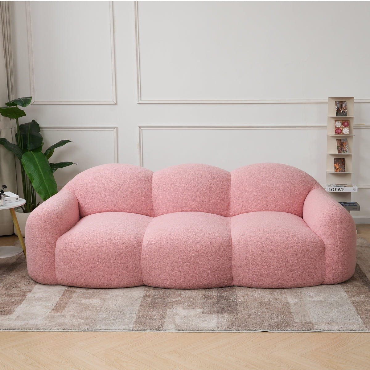 Double Armrest Cloud Sofa, Compressed Pure Sponge Teddy Velvet Couch, 4 Color Options Plush Upholstered Sofa for Living Room